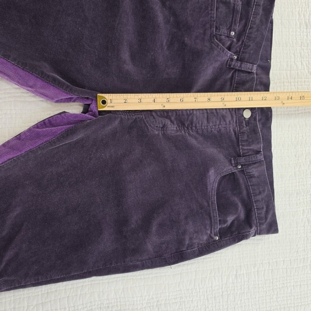 MNML Corduroy Shorts Mens 36 Purple Button Fly 12" Inseam Contrast Stripe - Picture 9 of 12